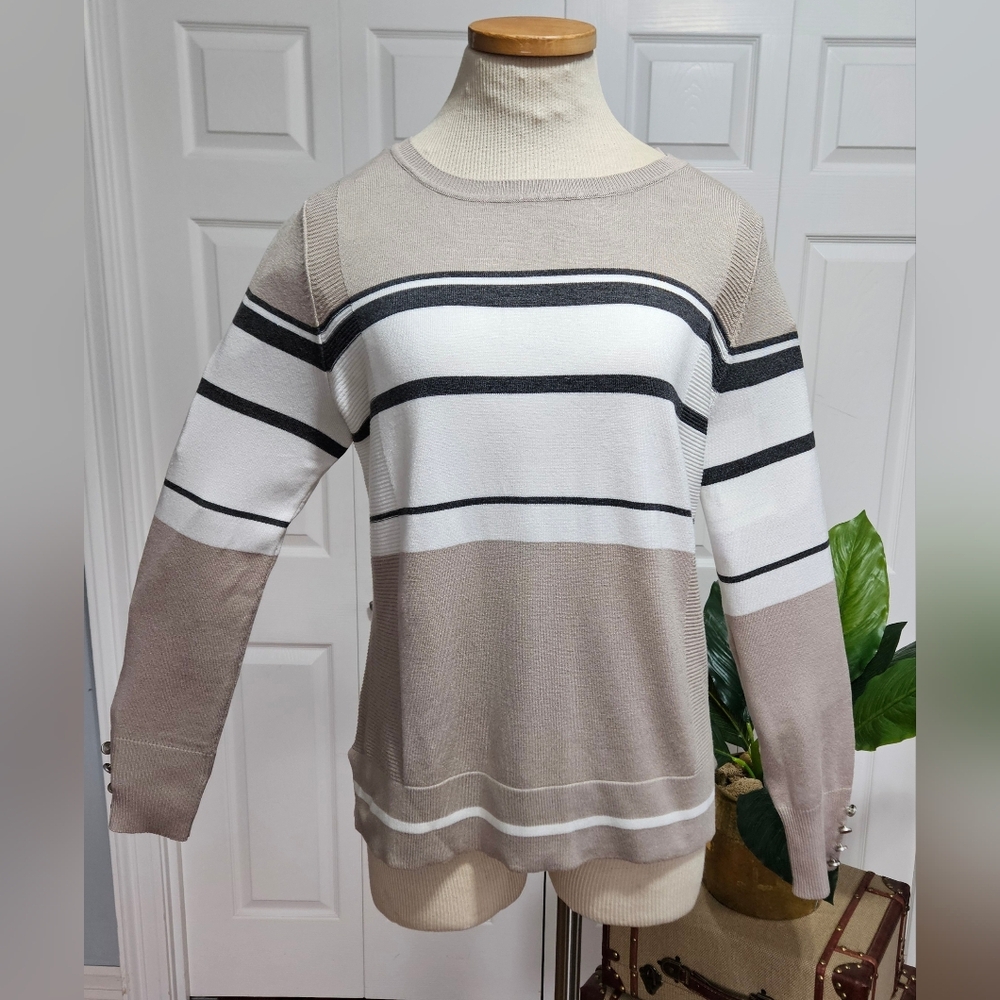 LETY & ME Stitch Fix Collection Pullover Striped Size M Knit Crewneck sweater!